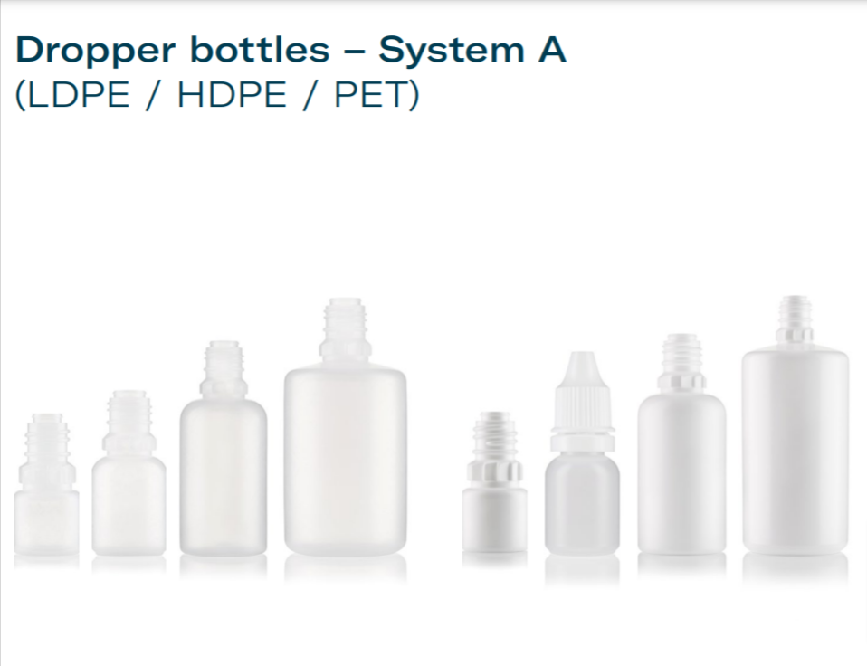 Dropper bottles – System A (LDPE / HDPE / PET)